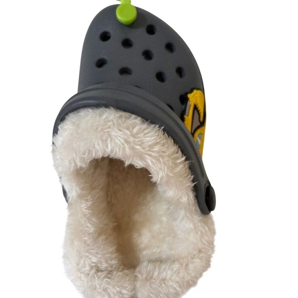 BMINFEE Kid's Girls Boys Clogs Fleece Line Shoes Toddle 2  Little Kid, Grey